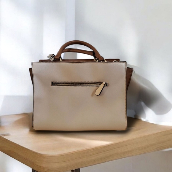 GUESS Cool Mix Handbag | Metallic Bronze & Taupe Satchel with Strap - Picture 2 of 12